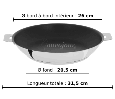 dimensions de la poêle CRISTEL Mutine P26QE
