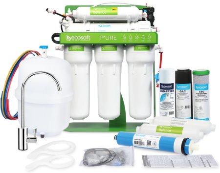 Composition du colis du Filtre à osmose inverse PURE Balance Ecosoft avec pompe